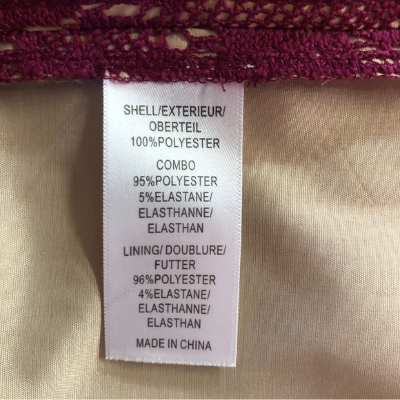 Adrianna Papell Lace Cap Sleeves Maroon Sheath Dress Midi (6) - Picture 8 of 17